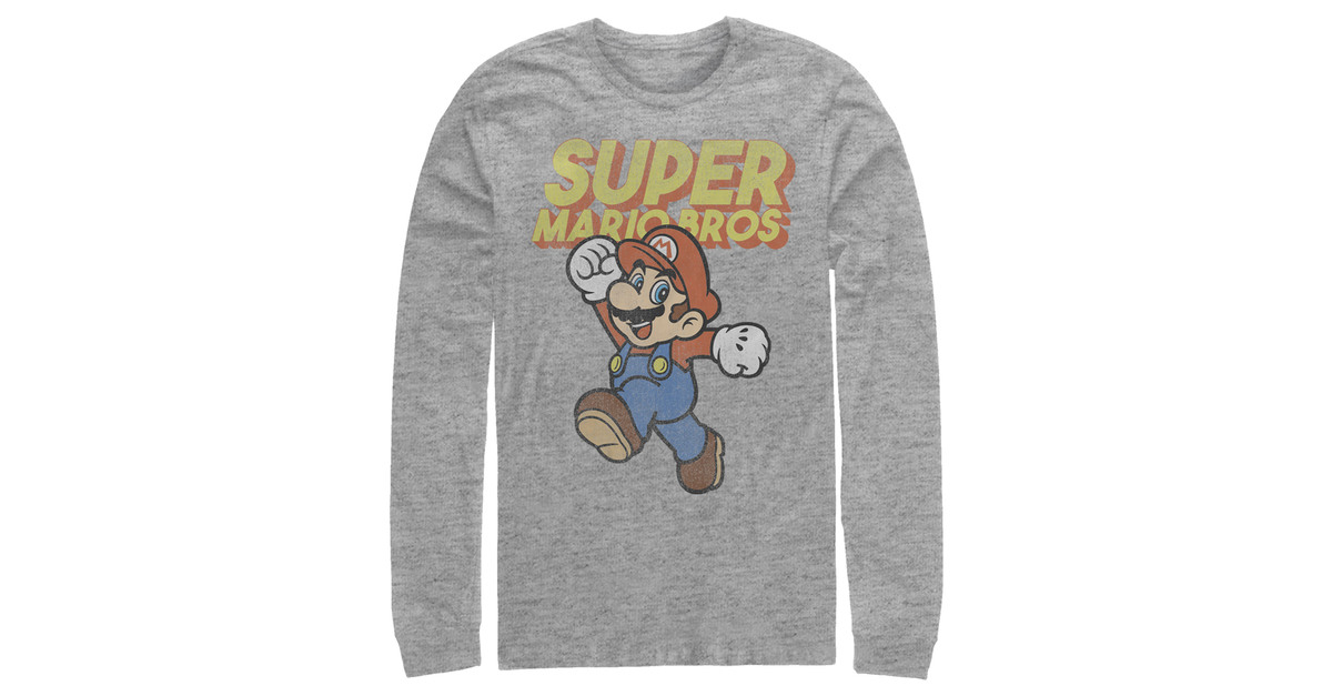 Mario Randy Jorts Men's Nintendo Mario Retro Jump Adult Long Sleeve Shirt